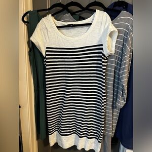 Banana Republic cream and navy cotton t-shirt dress szXL